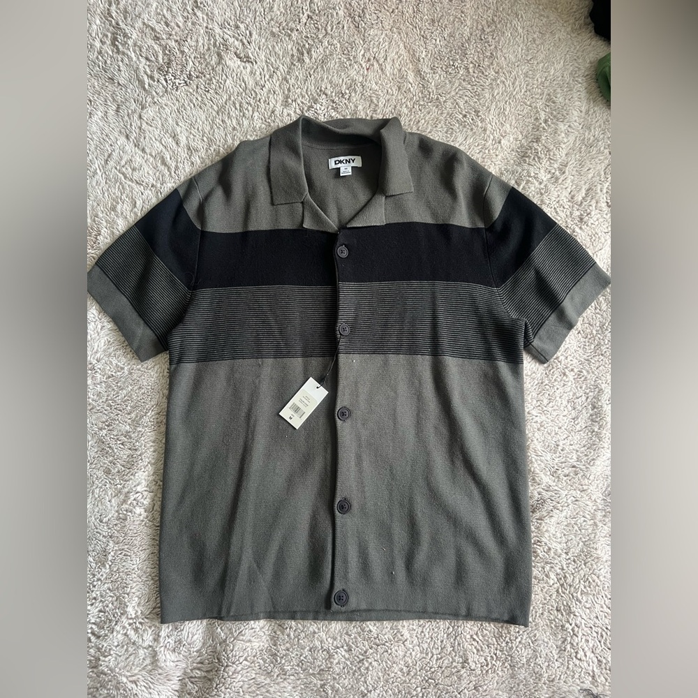 NWT DKNY button down sweater polo